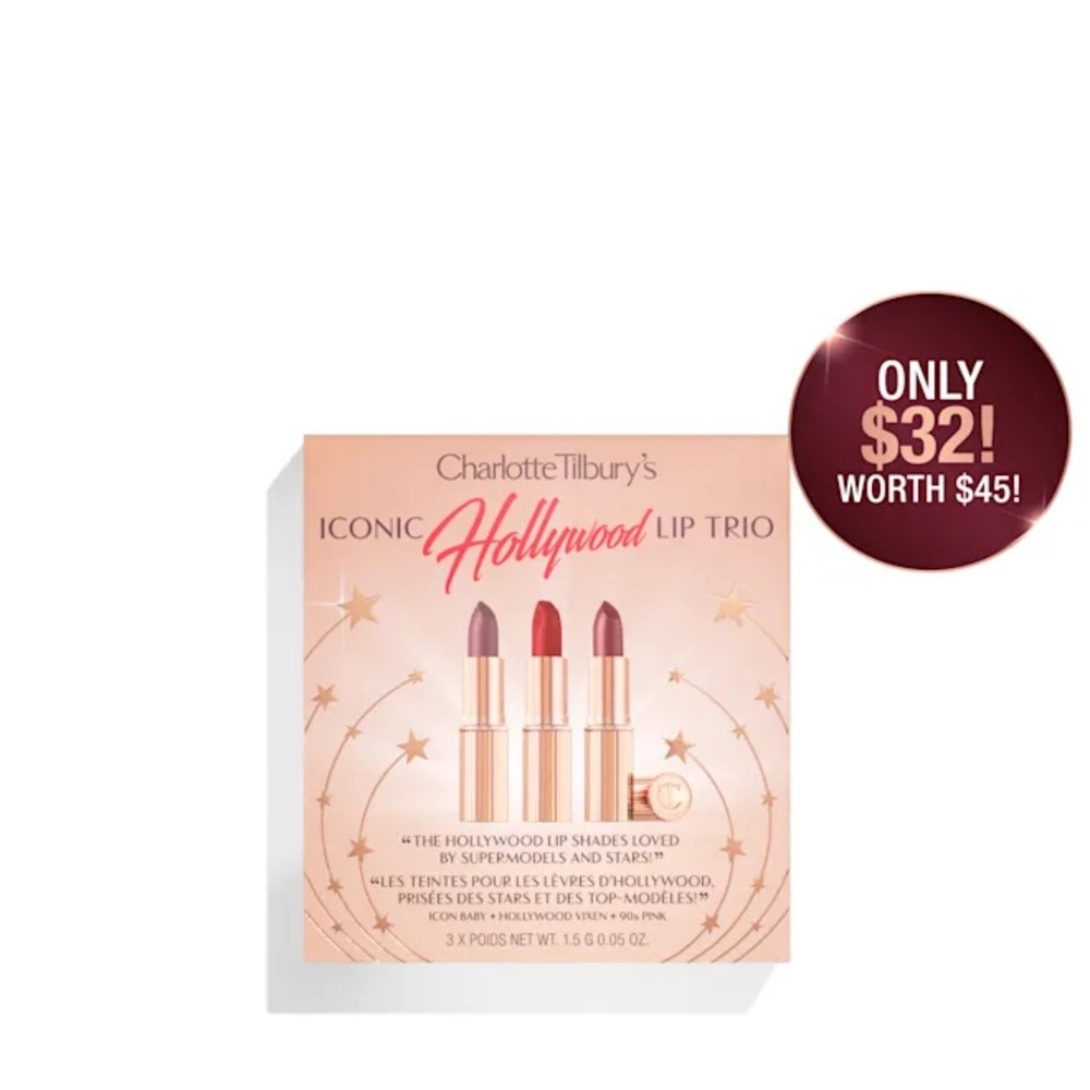 Charlotte Tilbury Iconic Hollywood Lip Trio Limited Edition Kit